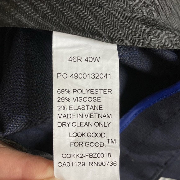 Kenneth Cole Reaction Mens Dress‎ Pants 40Wx32L Plaid Navy E04552 - Picture 5 of 5